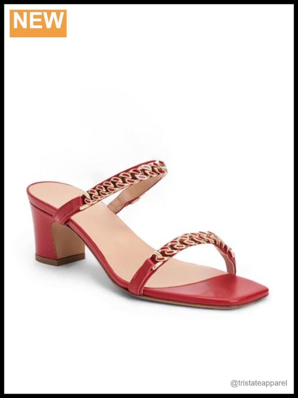 Italian Leather Block Heel Sandals Open Toe Dressy Slip On Footwear